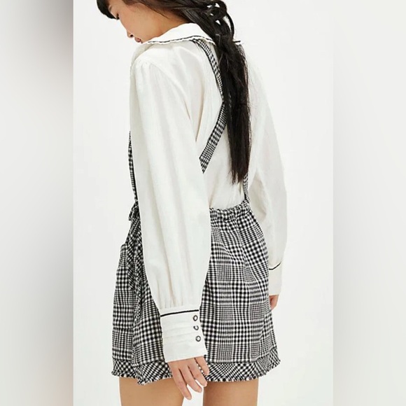 FREE PEOPLE CHRISSIE SKIRTALL MINI OVERALL DRESS PLAID XS FESTIVAL ANTHRO ASOS - Picture 2 of 11